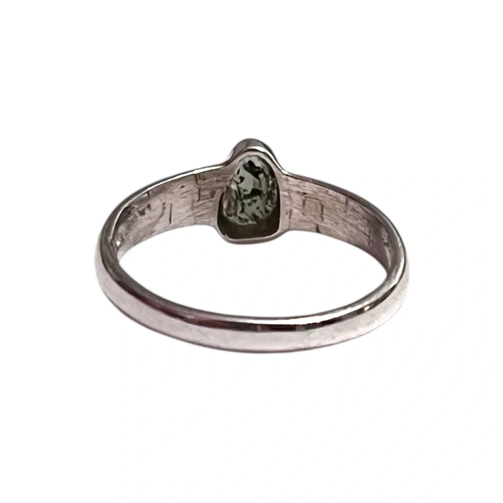 Artisan Sterling Silver Teardrop Moldavite Ring Size 6.25 - Picture 4 of 7